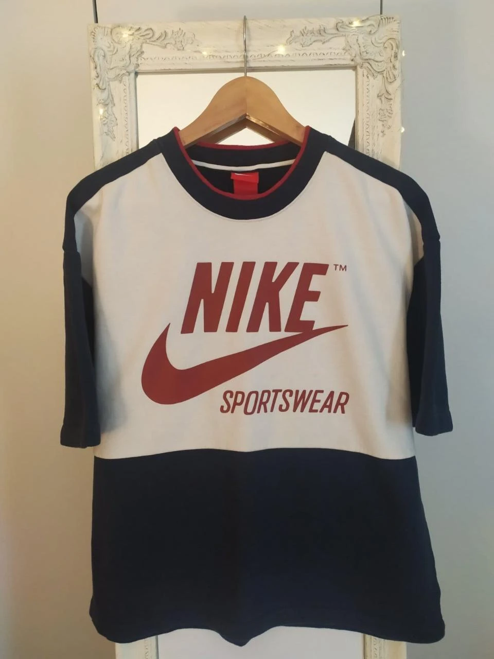 Nike Y2K Fleece T-Shirt Oversized Logo Branca M